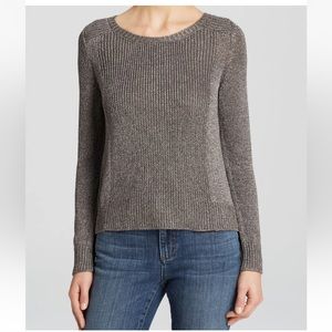 $288  Eileen Fisher Viscose Tencel Chainette Shimmering RYE Brown Sweater XS